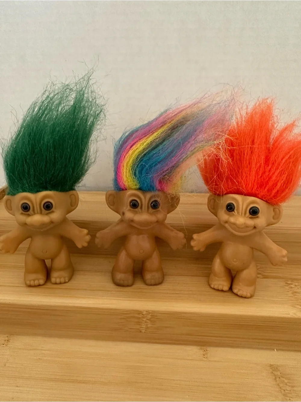 Vintage Russ Mini Troll Dolls with Green, Rainbow, and Orange Hair Set of 3 #11